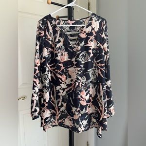 Juicy Couture - Blue Floral Rhinestone Long Sleeve Blouse Y2K